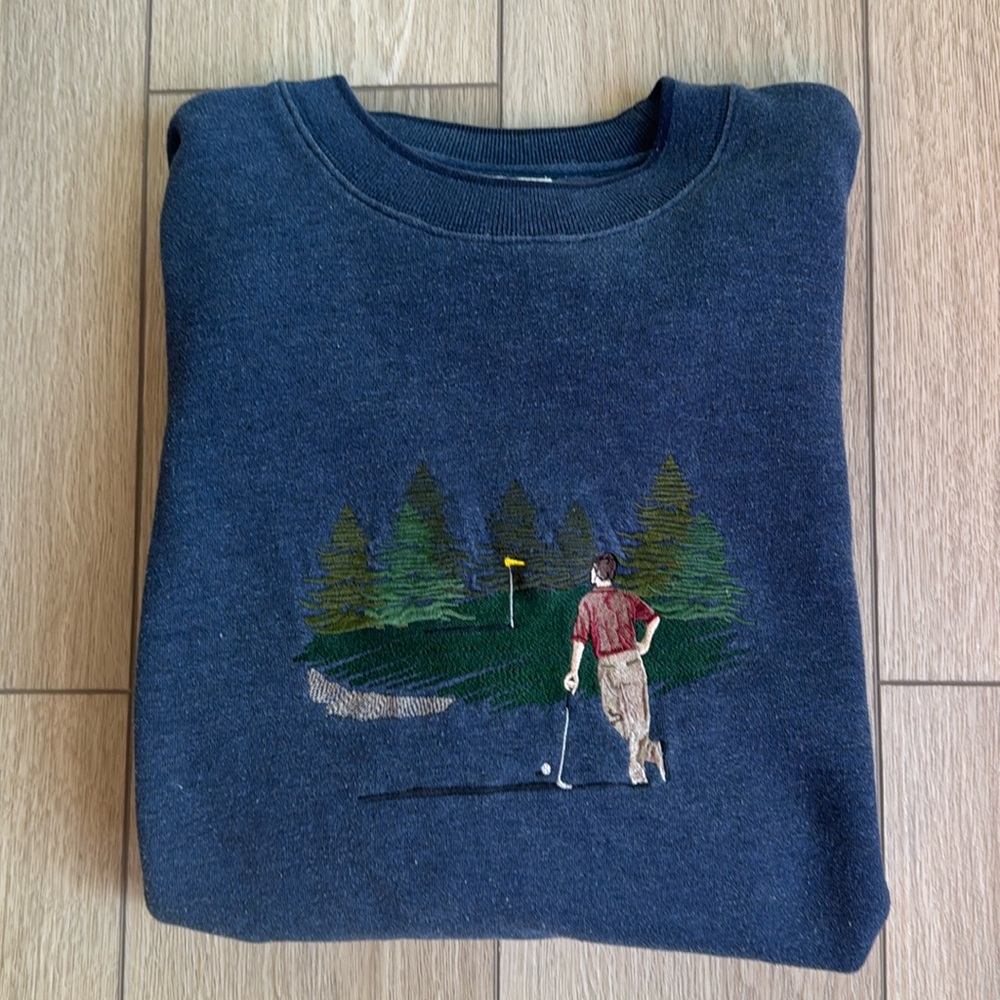 Vintage Embroidered Golf Pull Over Sweat Shirt Preppy 90s Y2K